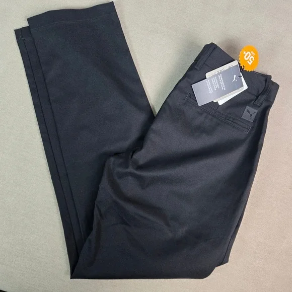 Puma Golf Mens Dealer Pants Black UPF 50+ Performance 535523 28x30 NEW - Picture 1 of 9